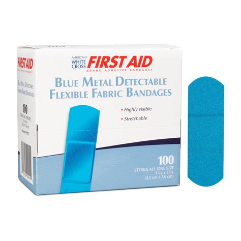 blue metal detectable flexible fabric bandages|blue metal detectable fabric bandage.